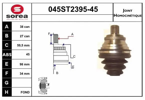 Joint Kit, drive shaft (045ST2395-45)