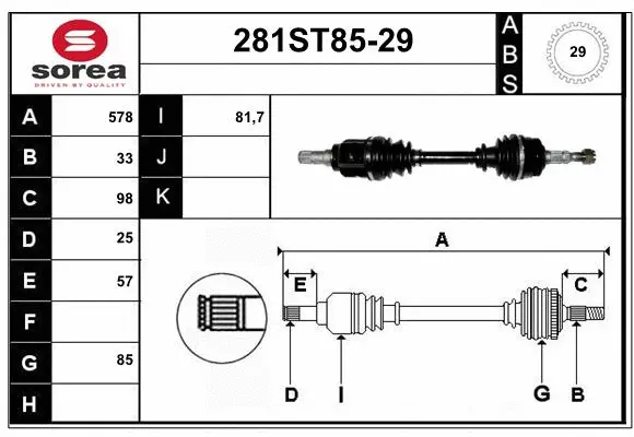 Drive Shaft (281ST85-29)