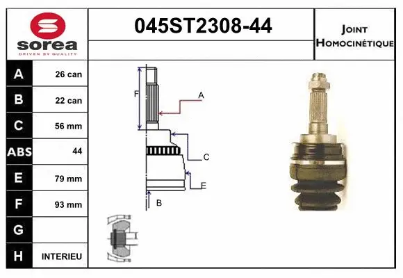 Joint Kit, drive shaft (045ST2308-44)