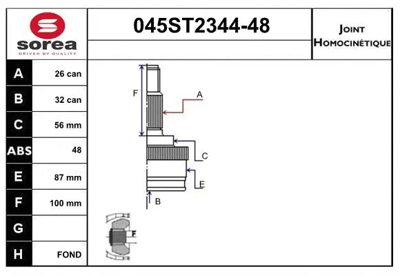 Joint Kit, drive shaft (045ST2344-48)