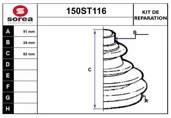 Bellow Kit, drive shaft (150ST116)