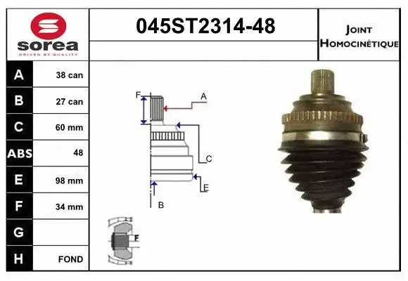 Joint Kit, drive shaft (045ST2314-48)