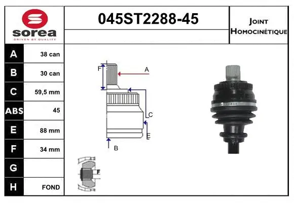 Joint Kit, drive shaft (045ST2288-45)