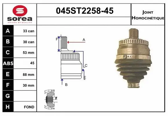 Joint Kit, drive shaft (045ST2258-45)