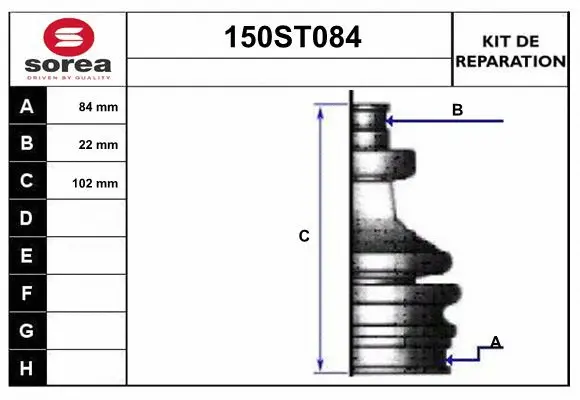 Bellow Kit, drive shaft (150ST084)