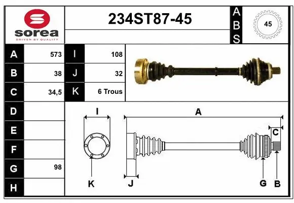 Drive Shaft (234ST87-45)
