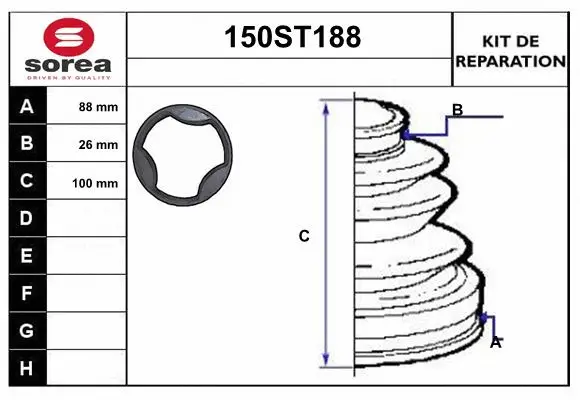 Bellow Kit, drive shaft (150ST188)