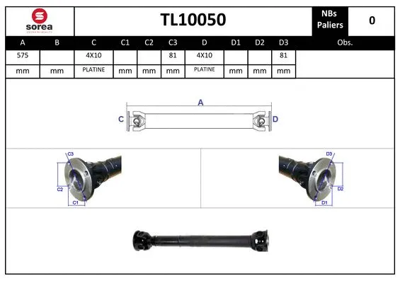 Propshaft, axle drive (TL10050)