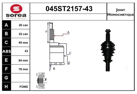 Joint Kit, drive shaft (045ST2157-43)