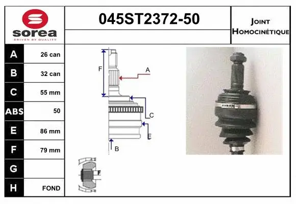 Joint Kit, drive shaft (045ST2372-50)