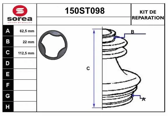 Bellow Kit, drive shaft (150ST098)