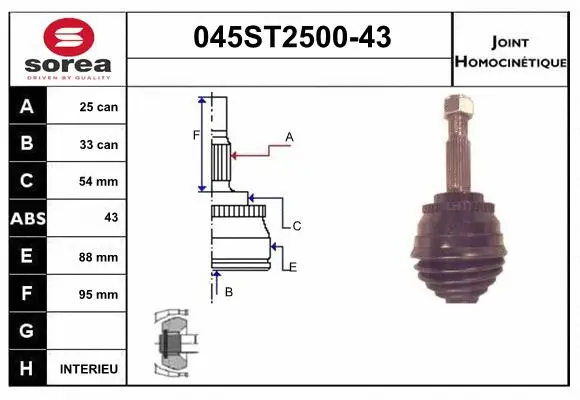 Joint Kit, drive shaft (045ST2500-43)