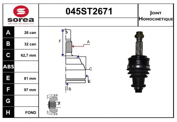Joint Kit, drive shaft (045ST2671)