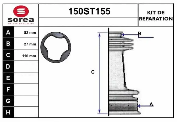 Bellow Kit, drive shaft (150ST155)