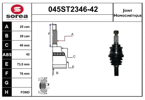 Joint Kit, drive shaft (045ST2346-42)