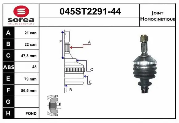 Joint Kit, drive shaft (045ST2291-44)