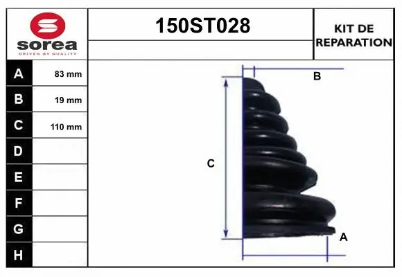 Bellow Kit, drive shaft (150ST028)