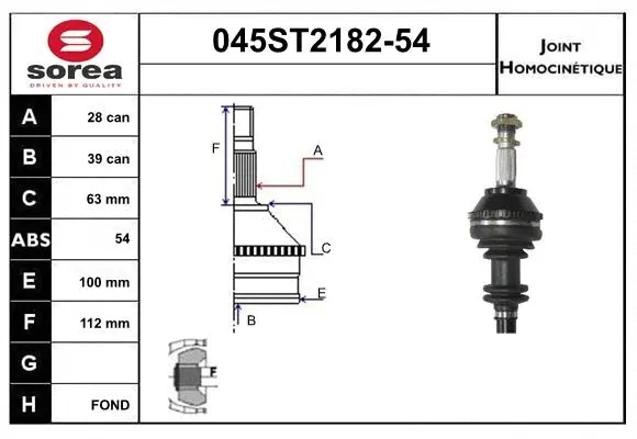Joint Kit, drive shaft (045ST2182-54)