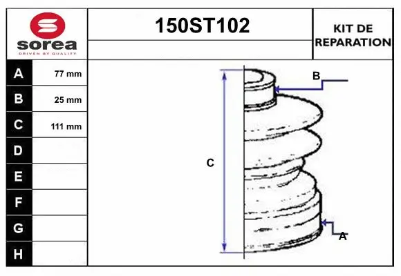 Bellow Kit, drive shaft (150ST102)