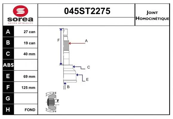 Joint Kit, drive shaft (045ST2275)