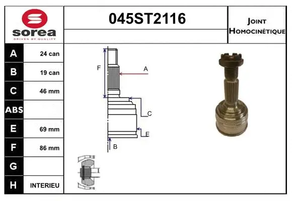 Joint Kit, drive shaft (045ST2116)