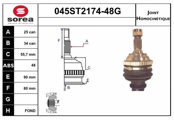 Joint Kit, drive shaft (045ST2174-48G)