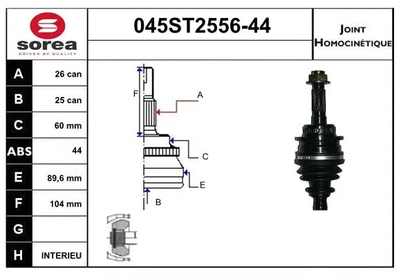 Joint Kit, drive shaft (045ST2556-44)