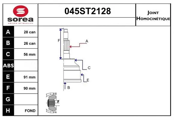 Joint Kit, drive shaft (045ST2128)