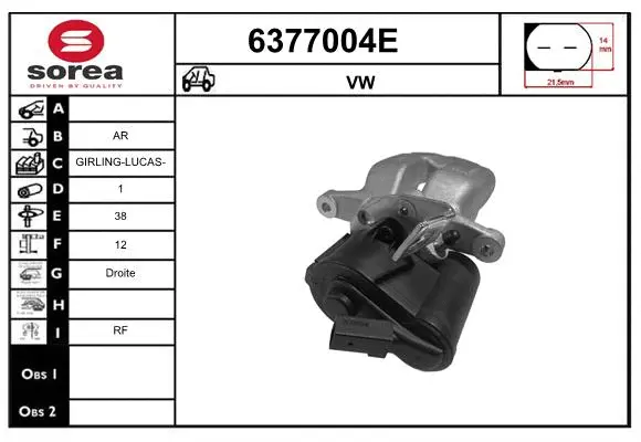 Brake Caliper (6377004E)