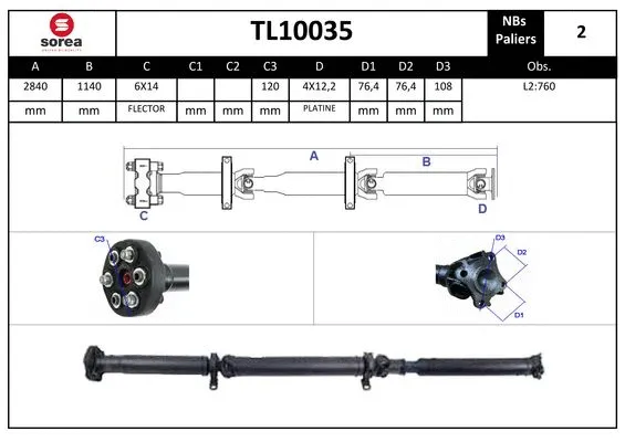 Propshaft, axle drive (TL10035)