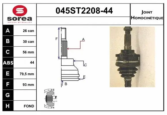 Joint Kit, drive shaft (045ST2208-44)