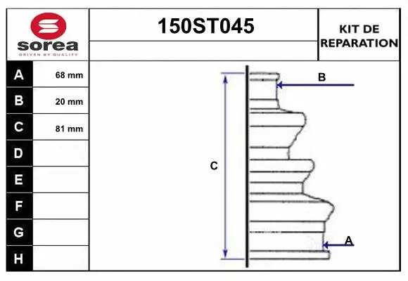 Bellow Kit, drive shaft (150ST045)