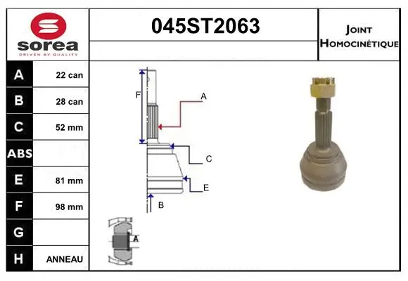 Joint Kit, drive shaft (045ST2063)