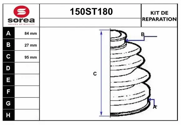 Bellow Kit, drive shaft (150ST180)
