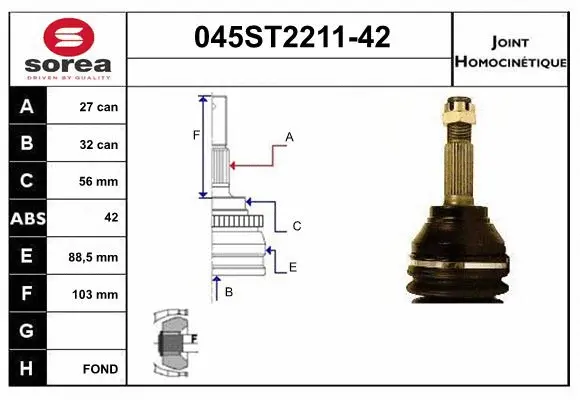 Joint Kit, drive shaft (045ST2211-42)