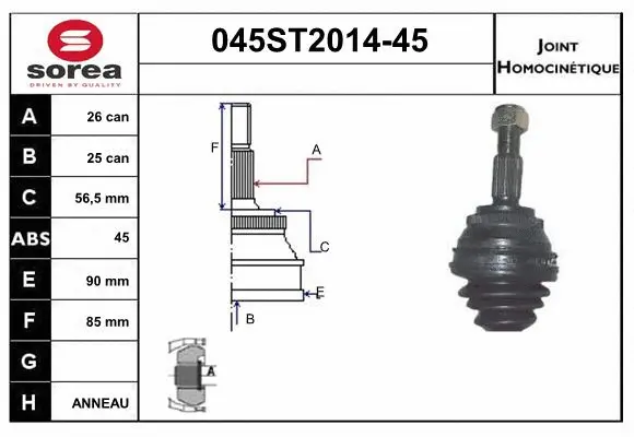 Joint Kit, drive shaft (045ST2014-45)