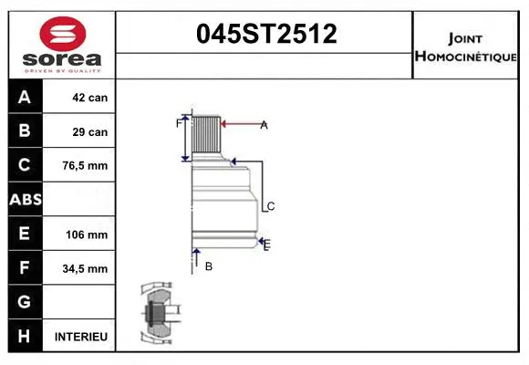 Joint Kit, drive shaft (045ST2512)