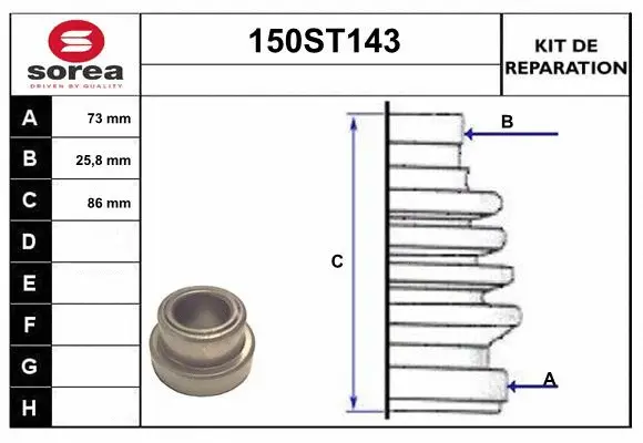 Bellow Kit, drive shaft (150ST143)