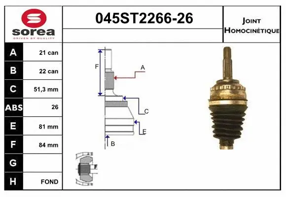 Joint Kit, drive shaft (045ST2266-26)