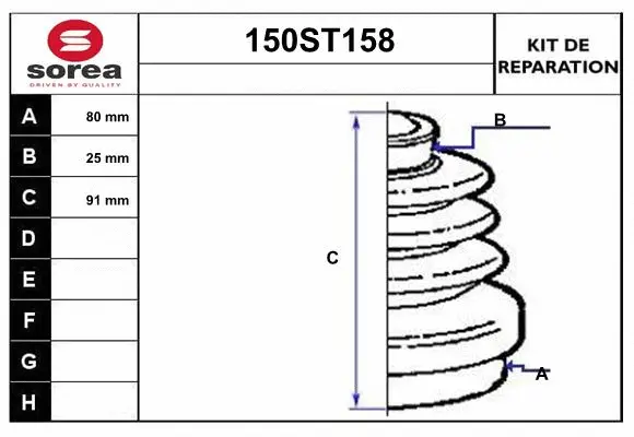 Bellow Kit, drive shaft (150ST158)