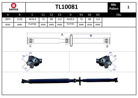 Propshaft, axle drive (TL10081)