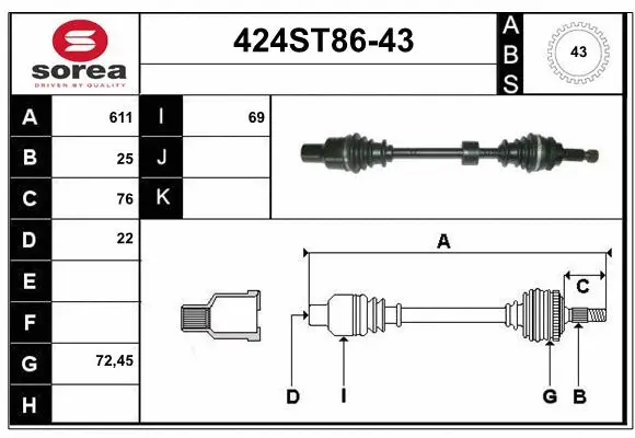 Drive Shaft (424ST86-43)