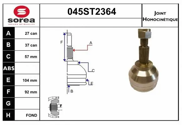 Joint Kit, drive shaft (045ST2364)