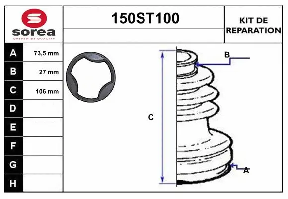 Bellow Kit, drive shaft (150ST100)
