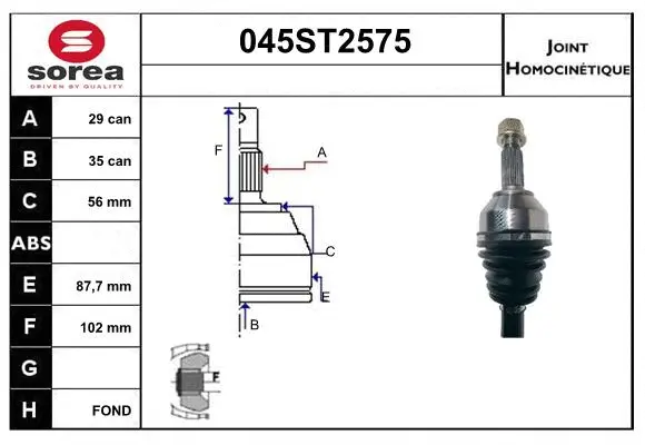 Joint Kit, drive shaft (045ST2575)