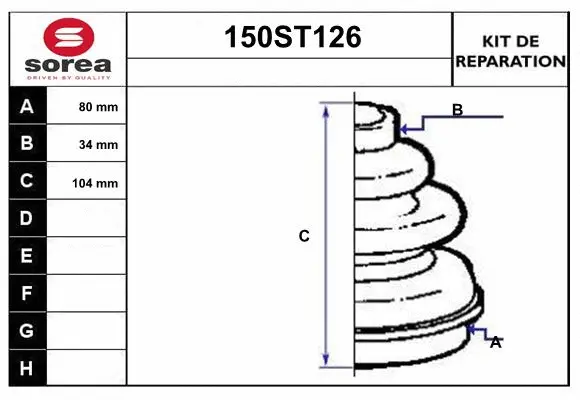 Bellow Kit, drive shaft (150ST126)