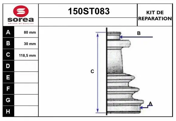 Bellow Kit, drive shaft (150ST083)