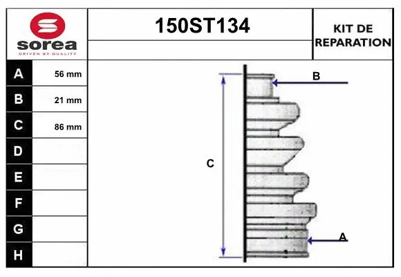 Bellow Kit, drive shaft (150ST134)