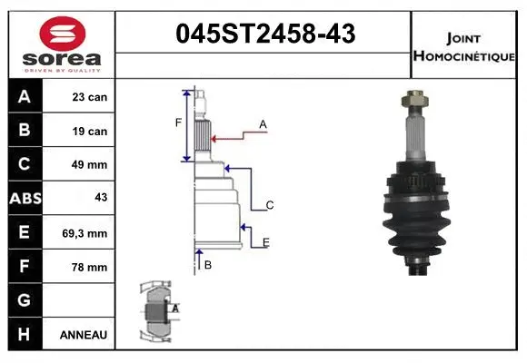 Joint Kit, drive shaft (045ST2458-43)