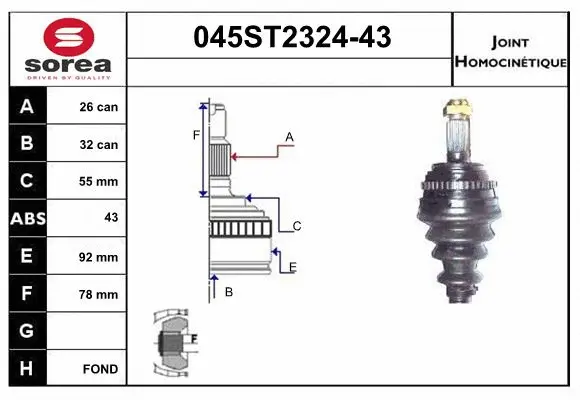 Joint Kit, drive shaft (045ST2324-43)
